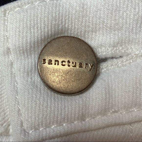 Sanctuary Denim White Skinny Jeans with Black Flames Sz 26 - Picture 7 of 12